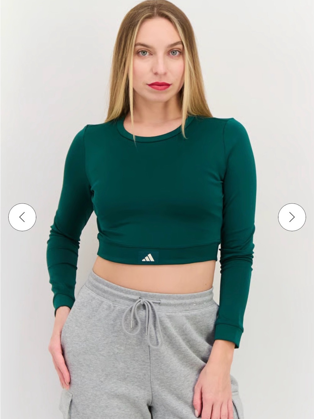 Adidas sports club Green Long-Sleeve Crop Top size small